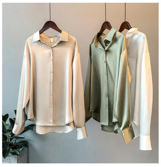 Spring 2021 Womens Clothing Silk Shirt Vintage Blouse Women Sheer Top Women Longsleeve Dress Shirt clothes Woman Overshirt Alodia Store