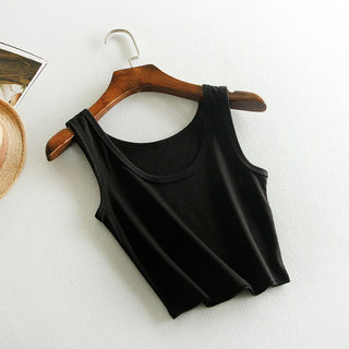 LERFEY Summer Slim Render Short Top Sexy Women Sleeveless U Croptops Tank Tops Solid Black White Crop Tops Vest Tube Top alodia store