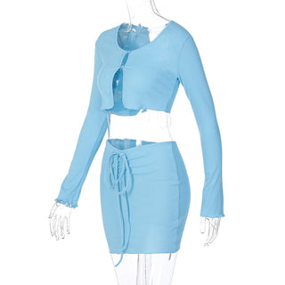 Sexy CropTops With Mini Bandage Skirt 2 Sets Women Summer alodia store