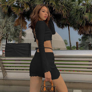 Sexy CropTops With Mini Bandage Skirt 2 Sets Women Summer alodia store