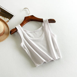 LERFEY Summer Slim Render Short Top Sexy Women Sleeveless U Croptops Tank Tops Solid Black White Crop Tops Vest Tube Top alodia store