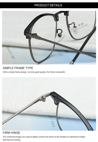 Flat Lens Cat Eye Glasses Anti Blue Light Goggles Glasses Open-Ball Fashion Metal Glass Frame Alodia Store
