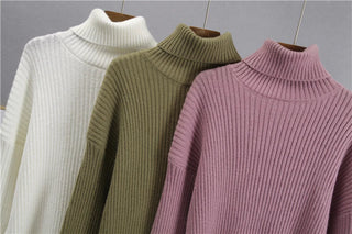 New Casual Two Pieces Turtle Neck Sweater and Midi Skirt Female Warm Suits with Skirt Alodia Store
