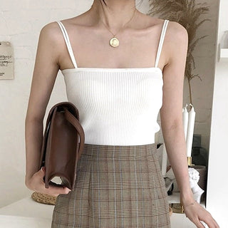 Sexy Tank Top Spaghetti Strap Tanks Top Fashion Womens Clothing Summer Knitting Croptops Slim Sexy Tube Tops Slim alodia store