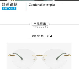 Titanium Alloy Rimless Glasses Frame Men Ultralight Round Eyeglasses Myopia Prescription Frames For Women Optical Eye Glass Alodia Store