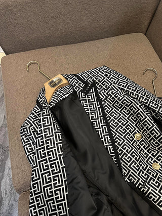 hite Geometric Pattern Jacquard Double-breasted Women Blazer Alodia Store