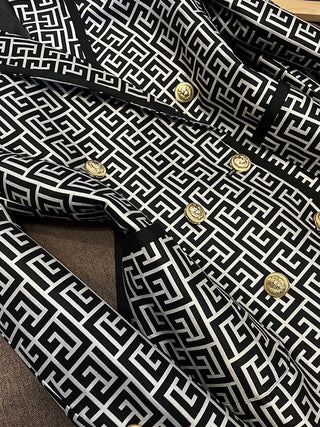 hite Geometric Pattern Jacquard Double-breasted Women Blazer Alodia Store