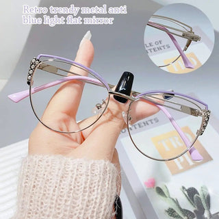 Fashion High Quality Metal Blue Light Blocking Fashion Women Computer Eyeglasses Optical Spectacle Eye Protection Glass Eyewear Alodia Store