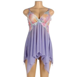 Plus Size Pajama Dress Flower Embroidery Nightwear Sling Nightdress Sleep Tops Nuisette Femme Lace Sleepwear Home Clothes Alodia Store