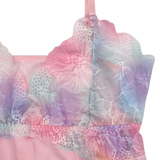 Plus Size Pajama Dress Flower Embroidery Nightwear Sling Nightdress Sleep Tops Nuisette Femme Lace Sleepwear Home Clothes Alodia Store