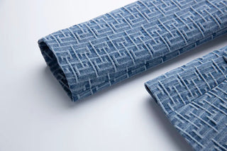 Geometric Pattern Denim Jackets Alodia Store