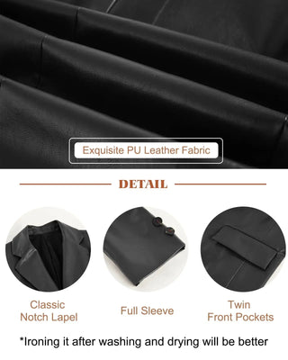 Long Sleeve Faux Leather Blazer Alodia Store
