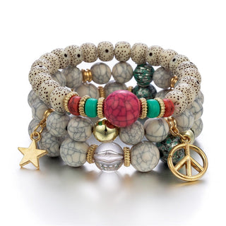 Mexico Bohemian Style Women Accessories Multi-Layer Wooden Beaded Bracelet Tree of Life Tassel Pendant Elastic Bracelet Jewelry Alodia Store