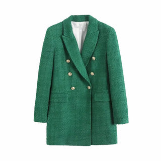 TRAF 2023 Green Long Blazer Woman Tweed Blazer Alodia Store