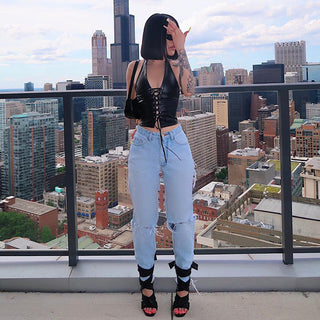Sexy Women Leather Hollow Out Crop Vest Tops Alodia Store