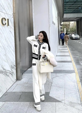Office Loose Stretch Wide Leg Pants Two Piece Set Alodia Store