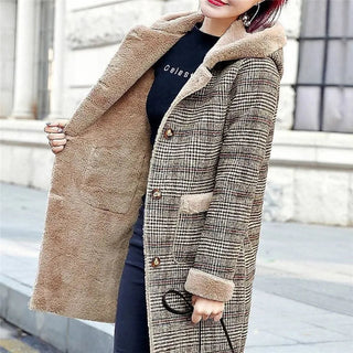 Thick Keep Warm Jacket Medium Long Hooded Wooden Coat Alodia Store