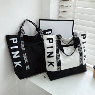 Pink Letter Graphic Tote Handbags Woman - Alodia Store