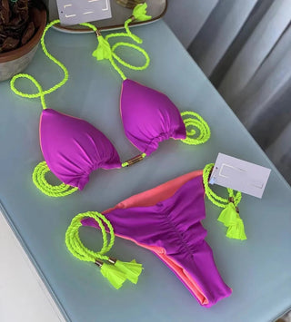 New Women Bikini Backless Rope Triangle Swimsuit Multicolor Swimsuit ALODIA STORE