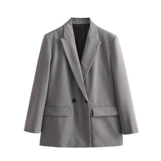 TRAF Grey Oversize Long Blazer Women Alodia Store