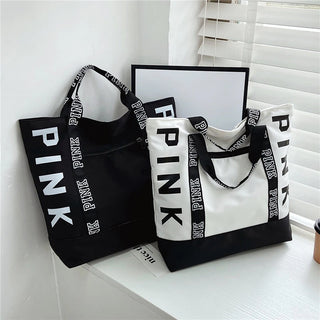 Pink Letter Graphic Tote Handbags Woman - Alodia Store