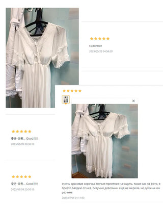Long-sleeved Sexy Lace Home Clothes Night Gown Sleep Dress Alodia Store