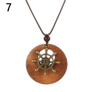Vintage Wooden Bird Pendant Necklaces Boho Ethnic Style Metal Hollow Necklaces Retro Long Sweater Chain Rope Jewelry for Women Alodia Store