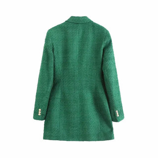 TRAF 2023 Green Long Blazer Woman Tweed Blazer Alodia Store