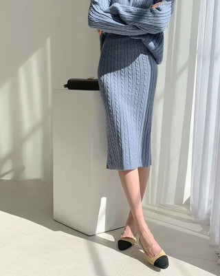 Two Piece Sets Womens Outifits Autumn/Winter Solid Knitted Cardigan sexy Alodia Store
