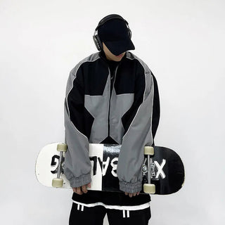 Spring Bomber Jacket Men Women Vintage Star Pattern Harajuku Alodia Store