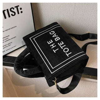 Female Square Tote Crossbody Bag Aesthetic Velour Elegant Alodia Store
