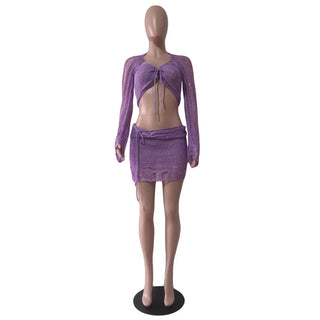 Elegant Knit Sequin Dress 2 Piece Set Outfit Alodia Store