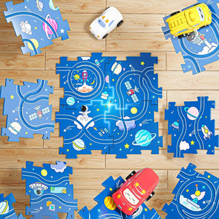 Puzzle Track Car for Kids Cartoon Dinosaurs Race Car Track Toys with Electric Car Educational Jigsaw Toy for Children Gift Alodia Store