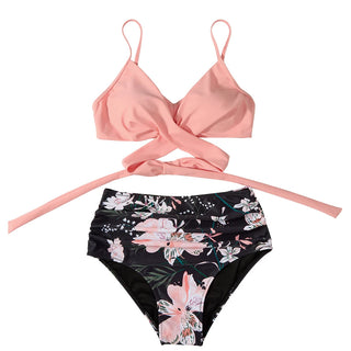 High Waist  Sexy Bikini Set Swimsuit Floral Beachwear V-Neck Bathing Suits Female ALODIA STORE