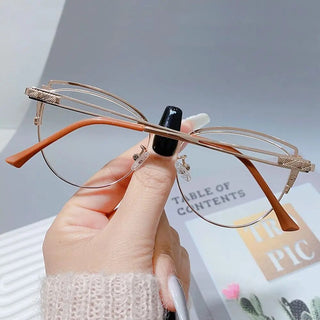 Fashion High Quality Metal Blue Light Blocking Fashion Women Computer Eyeglasses Optical Spectacle Eye Protection Glass Eyewear Alodia Store