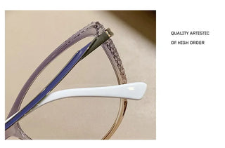 Fashion Blue Light Glasses Blocking Cat Eye Reading Glasses Women Trend Optical Tea Stripe Vision Care Eyeglasses Diopter 무테 안경 Alodia Store