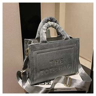 Female Square Tote Crossbody Bag Aesthetic Velour Elegant Alodia Store