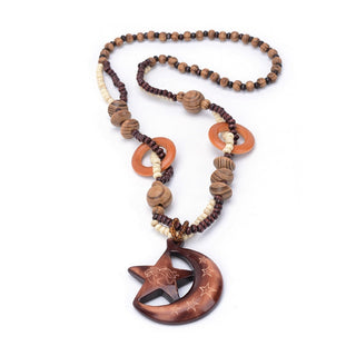 Boho Jewelry Ethnic Style Long Hand Made Bead Wood Elephant Pendant Necklace Sweater Chain For Women Fashion Neck Jewelry Gift Alodia Store