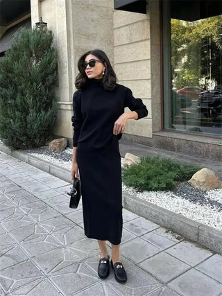 TARUXY Ribbed Knit 2 Piece Dress Set Outfits Ladies Alodia Store