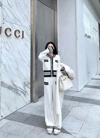 Office Loose Stretch Wide Leg Pants Two Piece Set Alodia Store