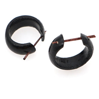Go2BoHo Black New Fashion Natural Wooden Ear Decoration Loop Hippy Style Earrings for Man and Women Jewelry as Gift Alodia Store
