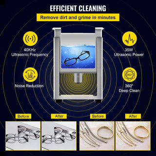 VEVOR 800ml Ultrasonic Cleaner Portable Washing Machine 35W Mini Dishwasher Lave-Dishes Ultrasound Bath Sonic alodia store