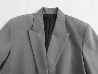 TRAF Grey Oversize Long Blazer Women Alodia Store