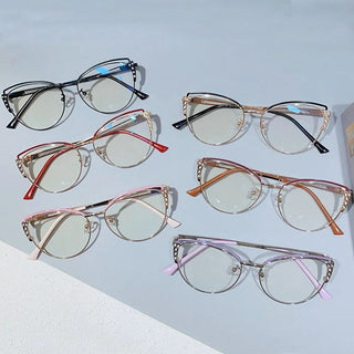 Fashion High Quality Metal Blue Light Blocking Fashion Women Computer Eyeglasses Optical Spectacle Eye Protection Glass Eyewear Alodia Store