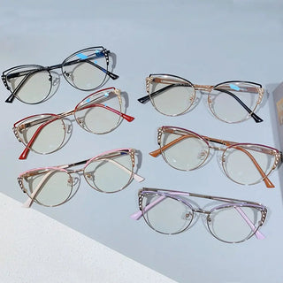 Fashion High Quality Metal Blue Light Blocking Fashion Women Computer Eyeglasses Optical Spectacle Eye Protection Glass Eyewear Alodia Store