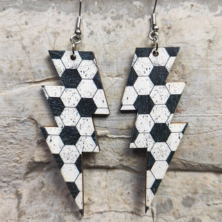 Laser Cutout Baseball Softball Sport Style Lightning Bolt Shape Wooden Dangle Earrings for Women Sproty Wood Charms Jewelry Alodia Store