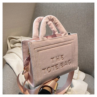 Female Square Tote Crossbody Bag Aesthetic Velour Elegant Alodia Store