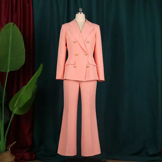 Sets Elagant 6 Buttons Jacket Knee Length Skirts Wide Leg Pants Suits Casual Office Work Alodia Store