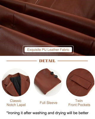 Long Sleeve Faux Leather Blazer Alodia Store