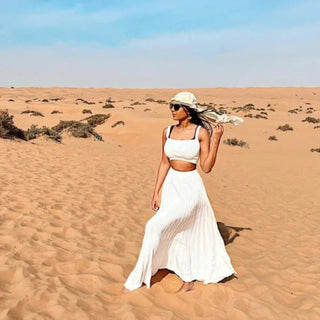 Pleated Knitted Skirt Suits For Women Long Dress Sets Summer Alodia Store